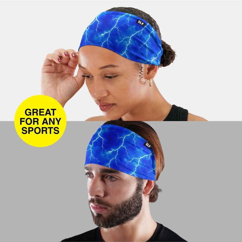 SLEEFS Sweat Bands Headbands Men & Women - Cooling Sports Mens Headband for Running, Football, Basketball, Cycling, Workout - Sweat Moisture Wicking Head Band Stretch Fit, Non-Slip Design - One Size - Image 2